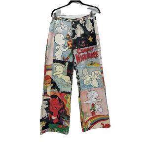 Dolls Kill x Hot Stuff Casper Patchwork Wide Leg Jeans Y2K Cartoon S 15in Rare
